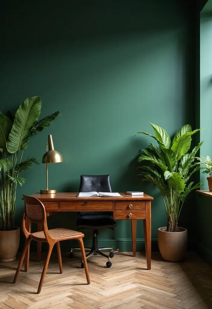 28 Moody Office Paint Colors That Inspire Focus 1. Deep Forest Green