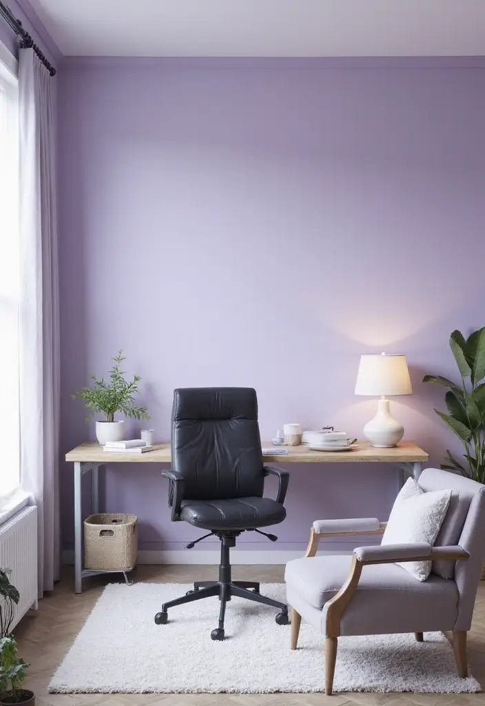 28 Moody Office Paint Colors That Inspire Focus 11. Soft Lavender