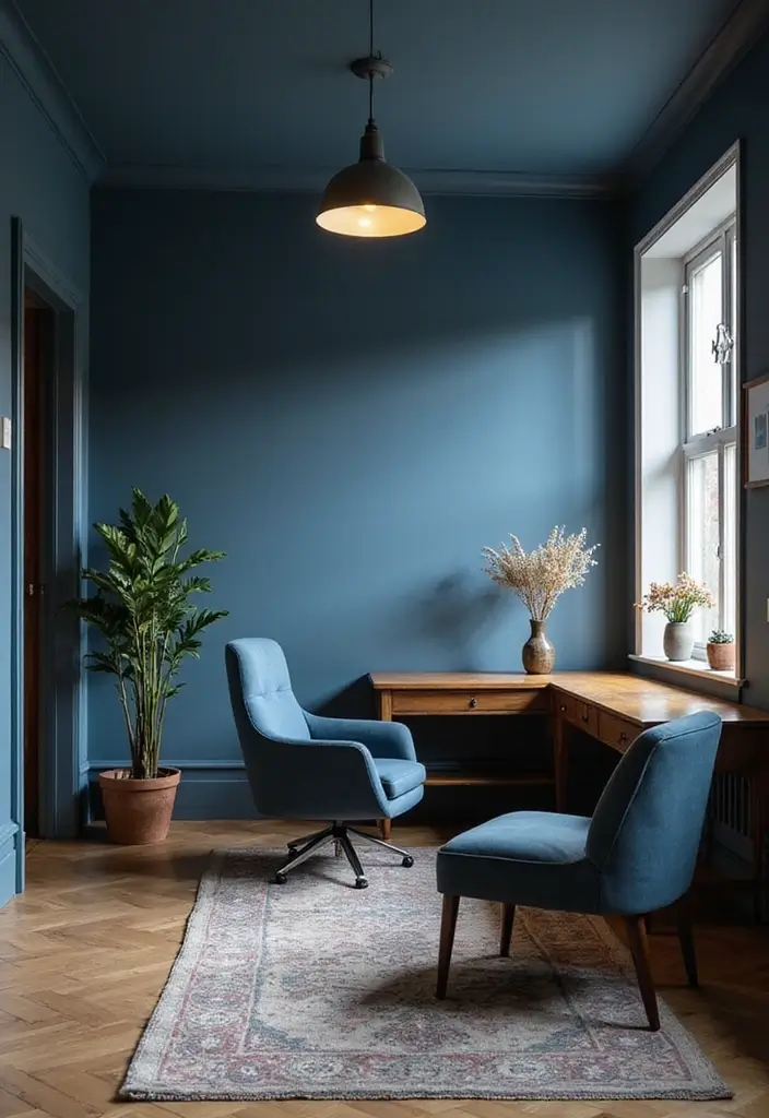 28 Moody Office Paint Colors That Inspire Focus 24. Warm Indigo