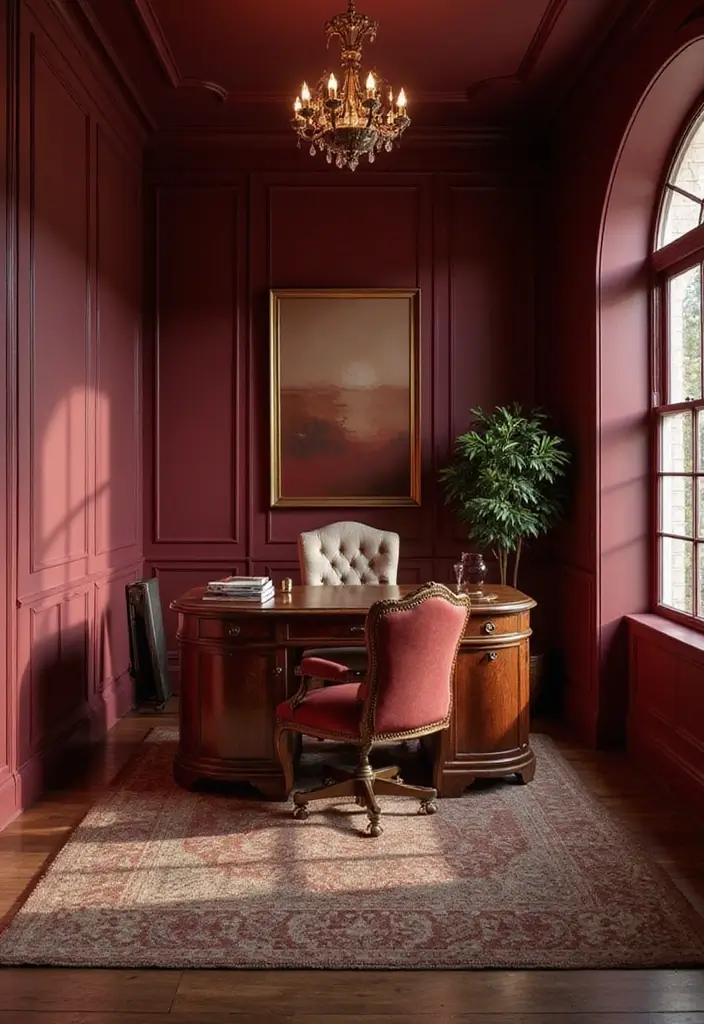 28 Moody Office Paint Colors That Inspire Focus 6. Burgundy
