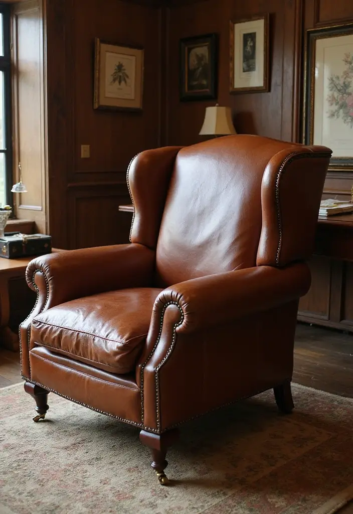 28 Office Chair Ideas That Balance Comfort and Style 2. Vintage Leather Executive Chair