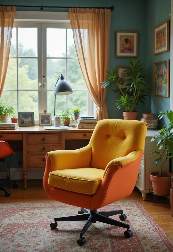 28 Office Chair Ideas That Balance Comfort and Style 24. Retro inspired Chairs