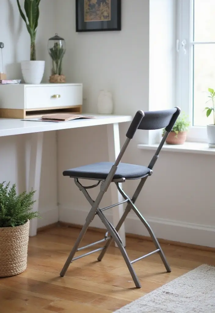 28 Office Chair Ideas That Balance Comfort and Style 9. Folding Chairs for Flexibility