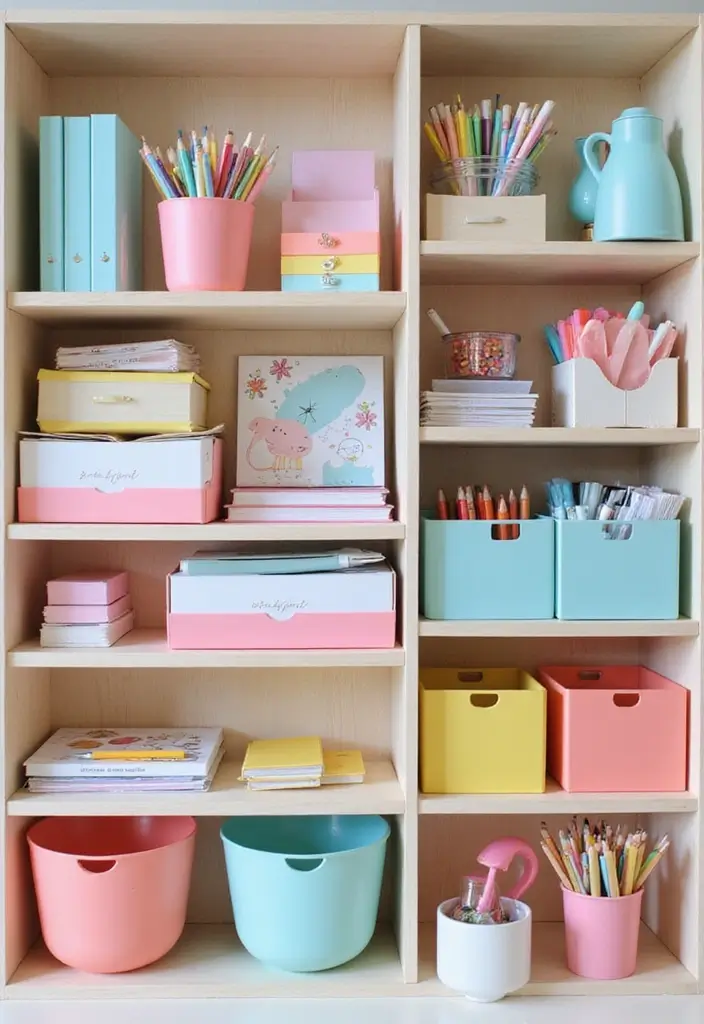 28 Office Table Decor Ideas That Upgrade Your Desk 12. Color Coded Organization