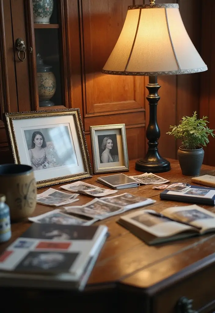 28 Office Table Decor Ideas That Upgrade Your Desk 18. Personalize with Memories