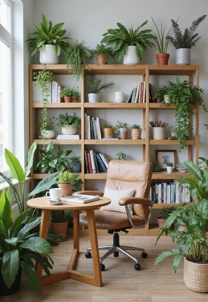 28 Office Table Decor Ideas That Upgrade Your Desk 27. Consider Sustainable Bookshelves