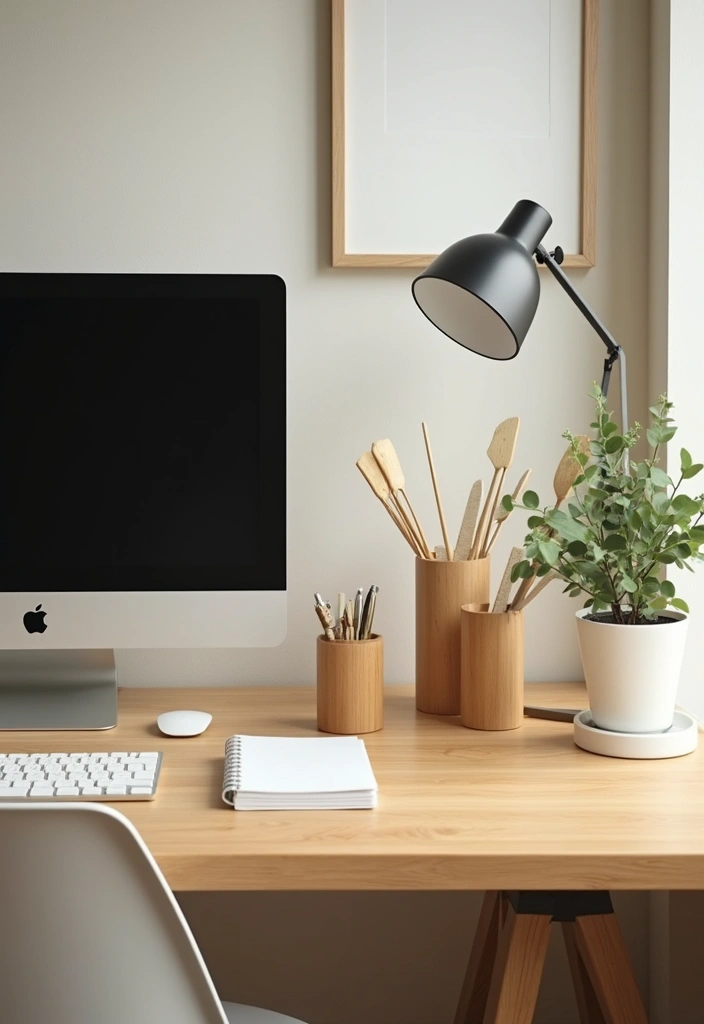 28 Office Table Decor Ideas That Upgrade Your Desk 4. Choose Eco Friendly Desk Accessories