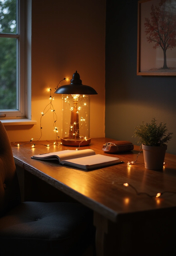 28 Office Table Decor Ideas That Upgrade Your Desk 6. Incorporate Soft Lighting