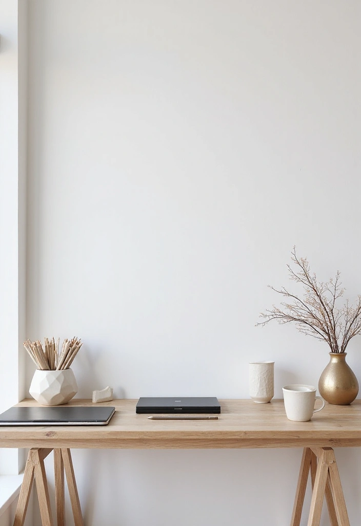 28 Office Table Decor Ideas That Upgrade Your Desk 8. Go Minimalist