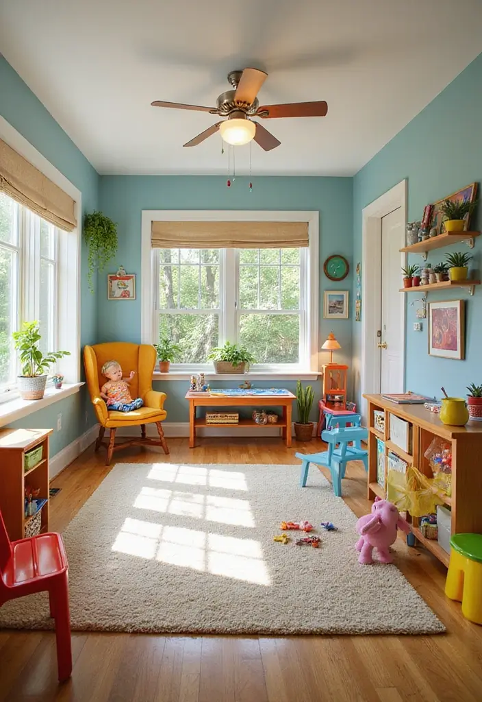 28 Sunroom Office Ideas for Bright and Productive Days 20. Playful Kids Learning Area