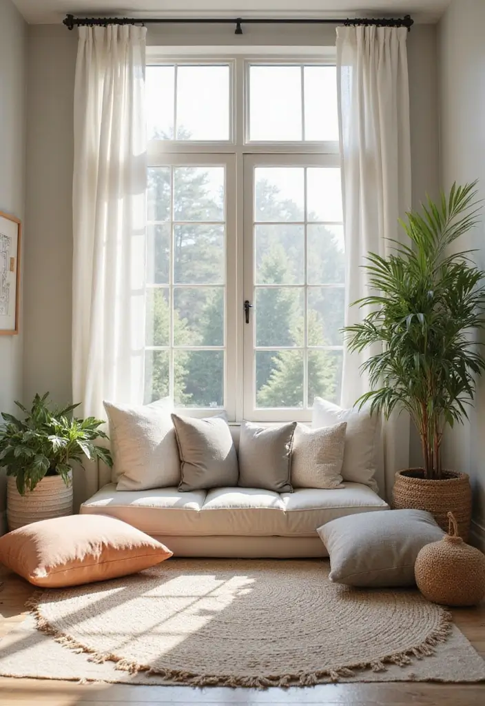 28 Sunroom Office Ideas for Bright and Productive Days 25. Mindfulness and Meditation Space