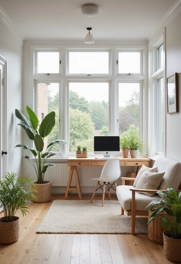 28 Sunroom Office Ideas for Bright and Productive Days 9. Scandinavian Simplicity