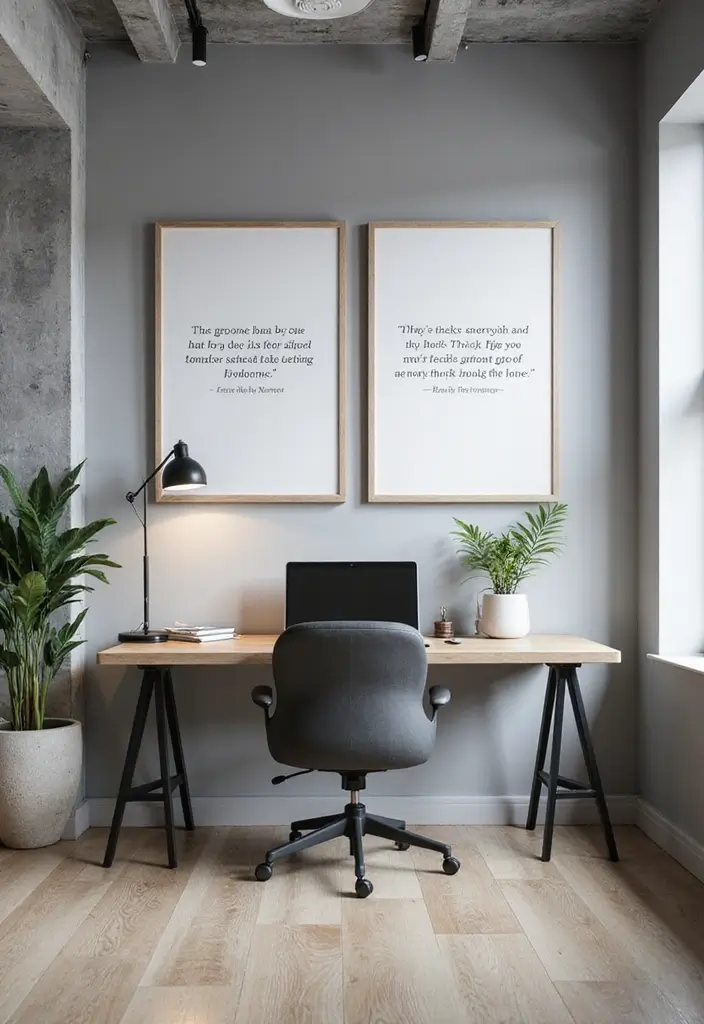 29 Gray Office Ideas That Look Sleek and Modern 11. Inspirational Quotes