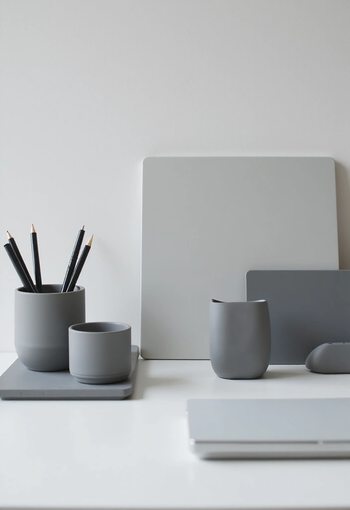 29 Gray Office Ideas That Look Sleek and Modern 12. Minimalist Desk Accessories