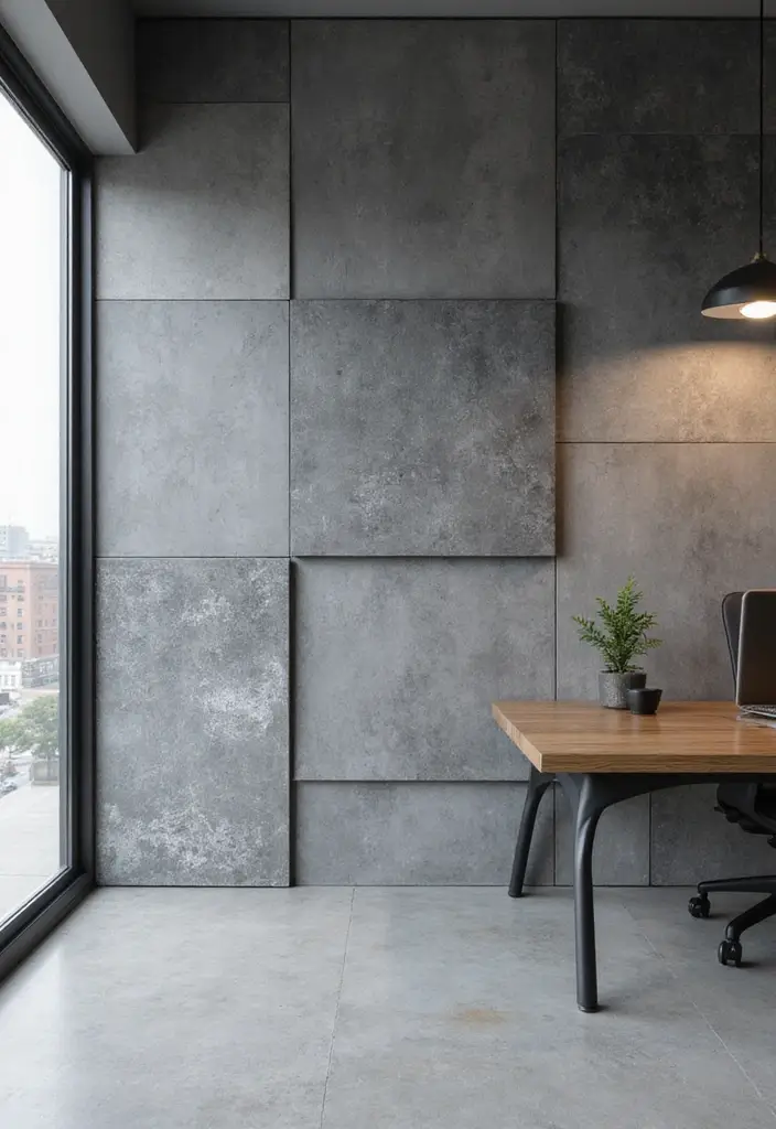 29 Gray Office Ideas That Look Sleek and Modern 14. Artistic Wall Panels