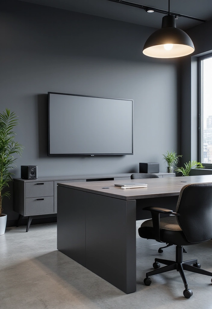 29 Gray Office Ideas That Look Sleek and Modern 16. Smart Technology Integration