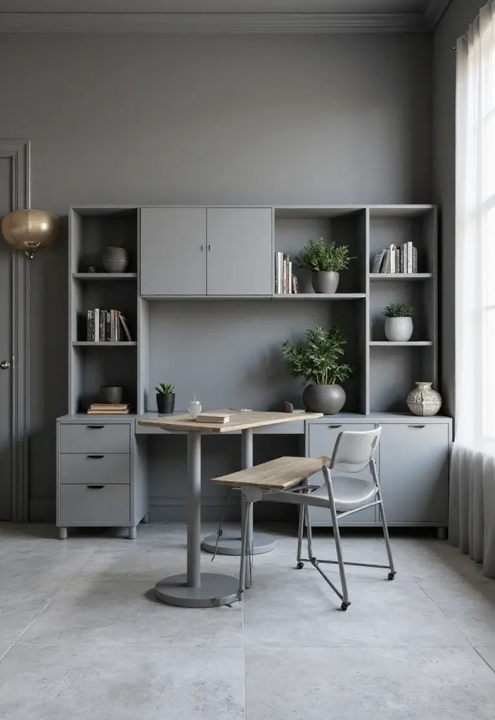 29 Gray Office Ideas That Look Sleek and Modern 21. Modular Furniture