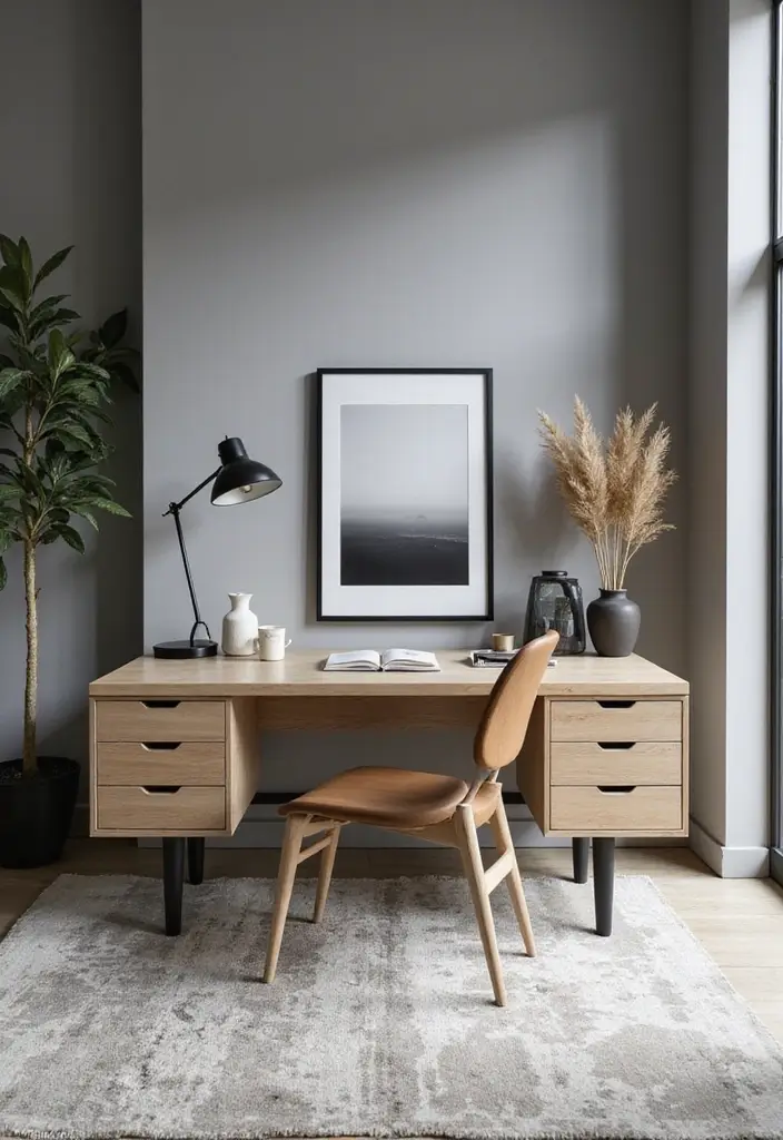 29 Gray Office Ideas That Look Sleek and Modern 22. Neutral Color Accents