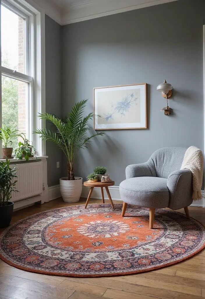 29 Gray Office Ideas That Look Sleek and Modern 24. Statement Rugs