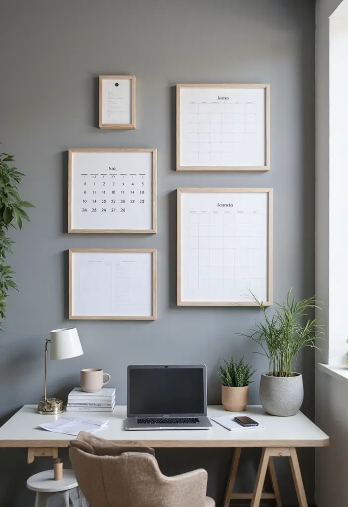 29 Gray Office Ideas That Look Sleek and Modern 26. Minimalist Calendars and Planners
