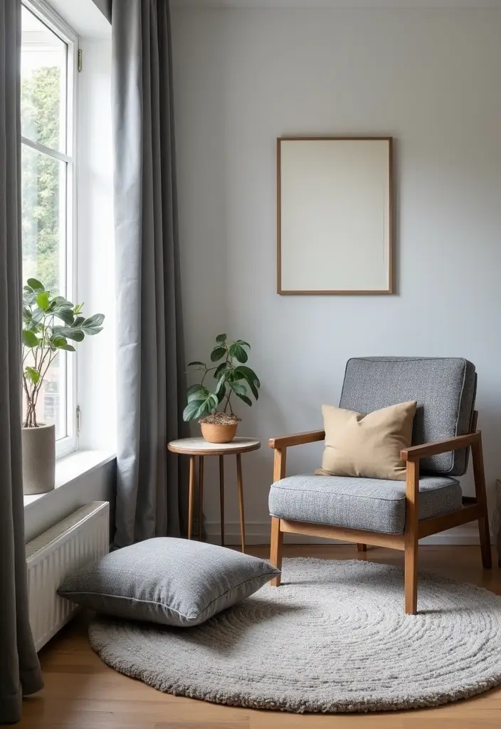 29 Gray Office Ideas That Look Sleek and Modern 3. Layered Gray Textiles