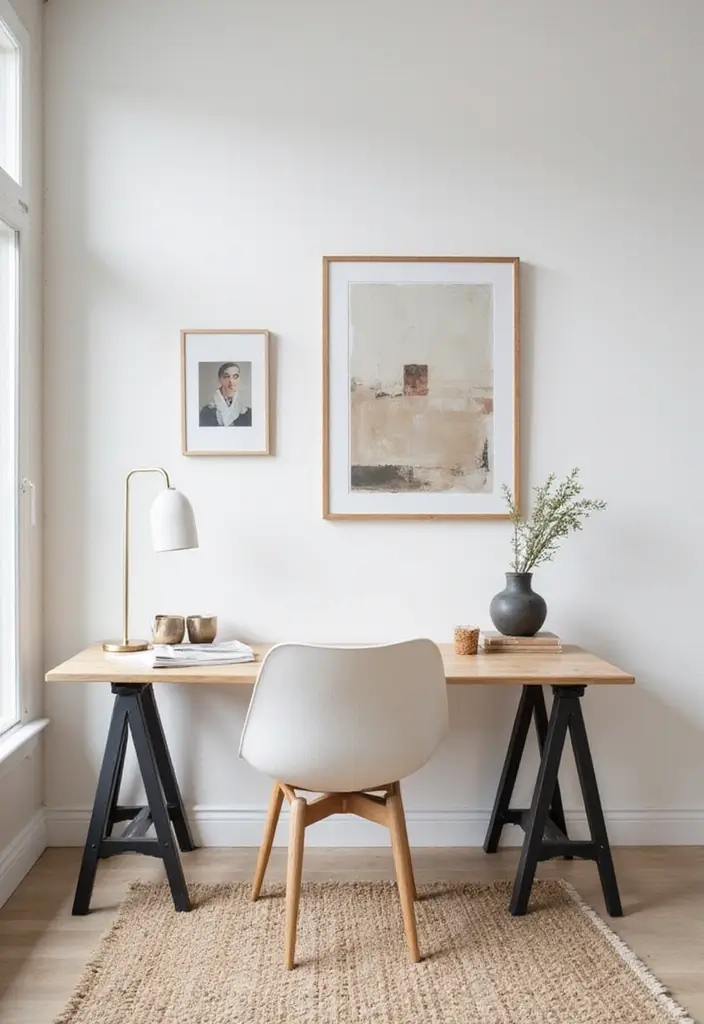 29 Home Office Man Ideas to Upgrade Your Workspace 5. Minimalist Wall Art