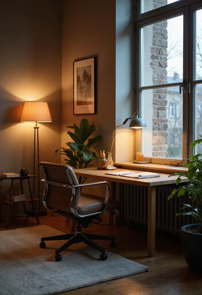 29 Home Office Man Ideas to Upgrade Your Workspace 8. Soft Lighting Techniques