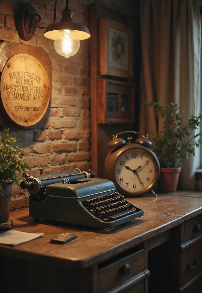 29 Office Den Room Ideas That Inspire Productivity 21. A Touch of Vintage