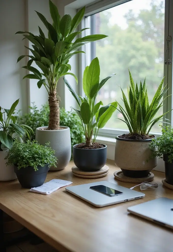 29 Office Den Room Ideas That Inspire Productivity 27. Smart Plants