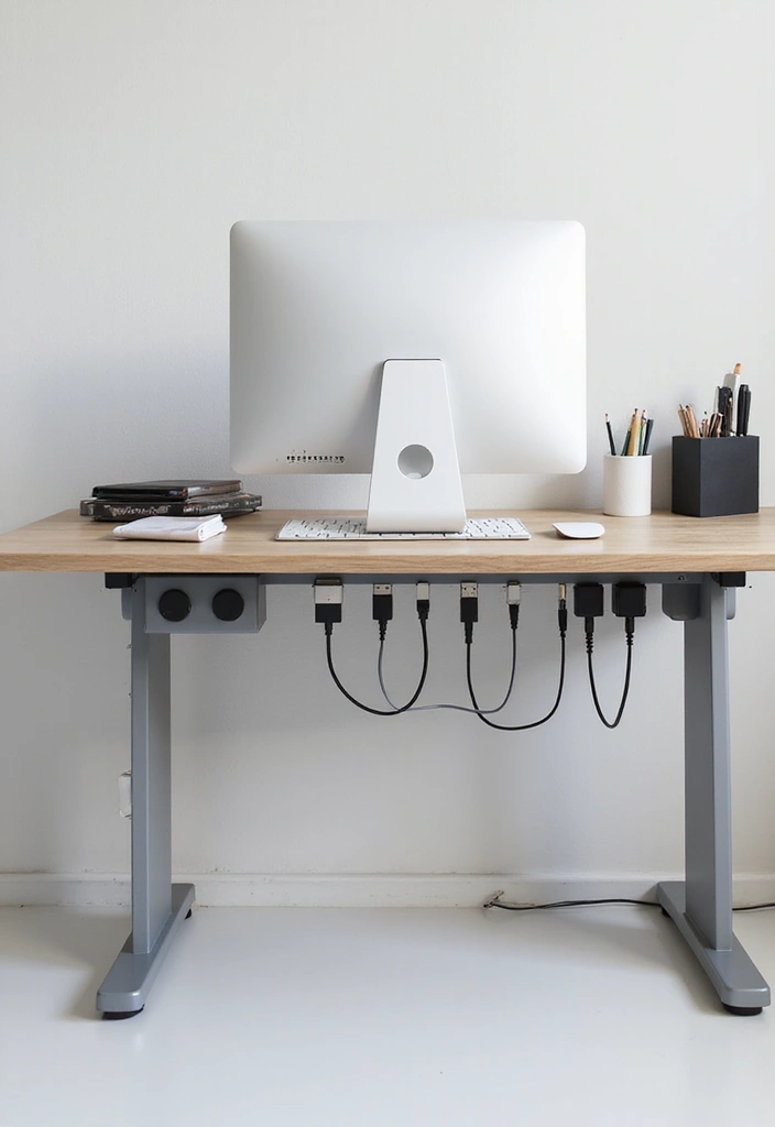 29 Office Table Design Ideas for Modern Workspaces 11. Minimalist Desk with Cable Management