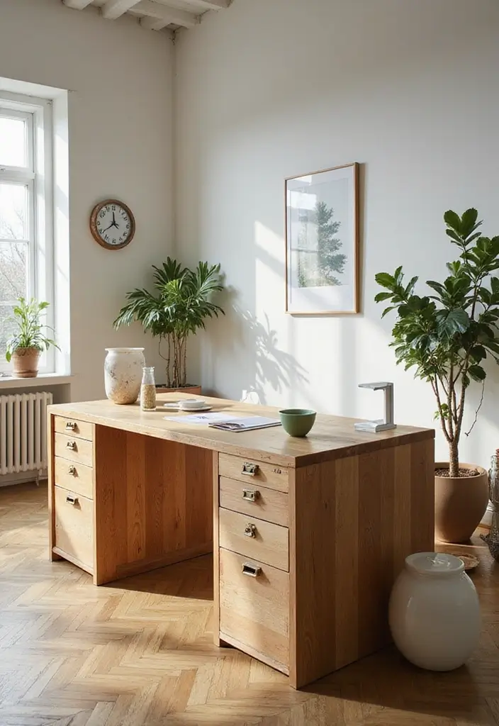 29 Office Table Design Ideas for Modern Workspaces 20. Eco Friendly Desk