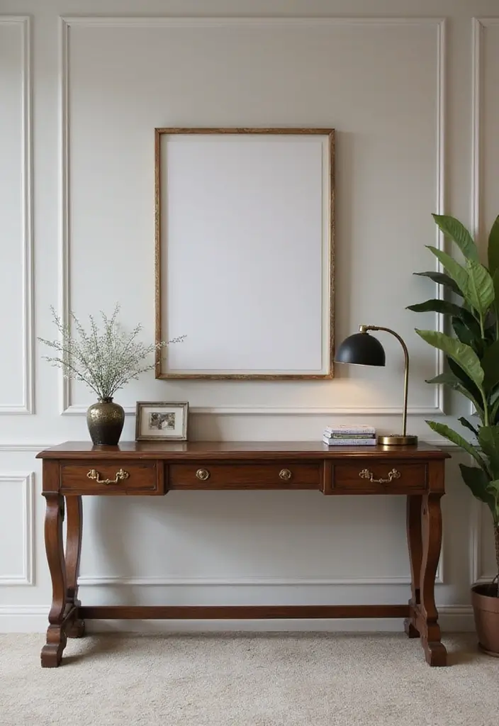 29 Office Table Design Ideas for Modern Workspaces 27. Elegant Console Desk