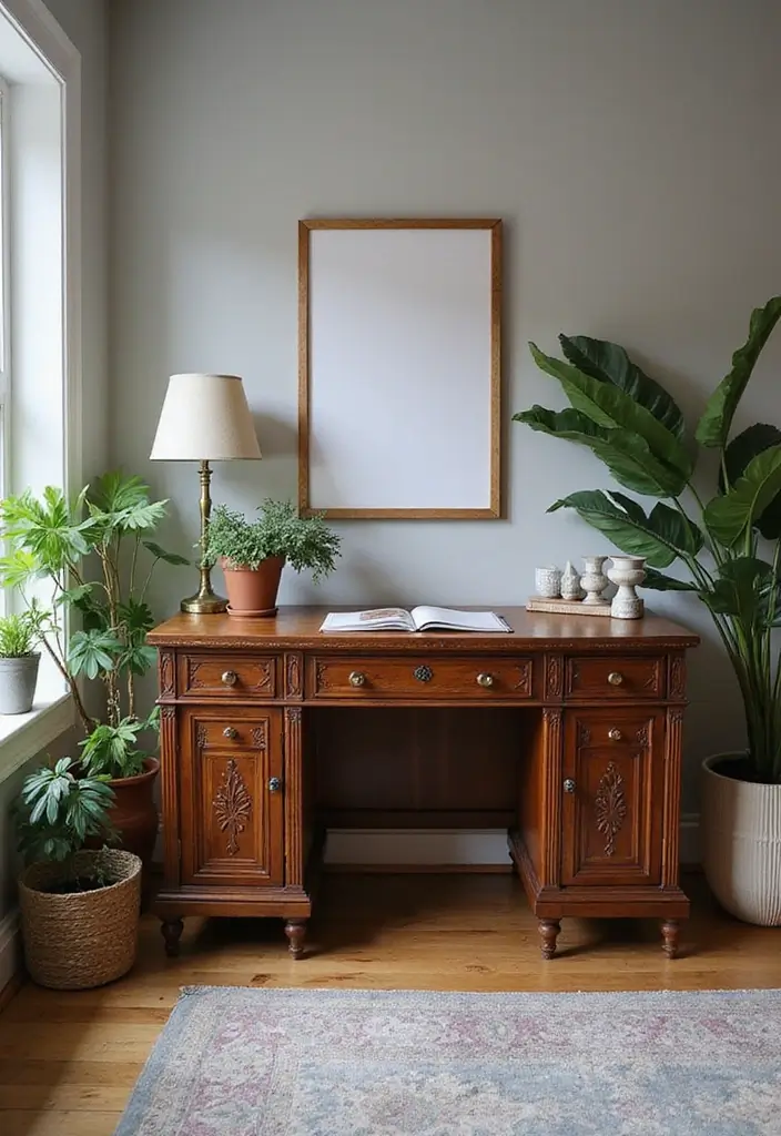 29 Office Table Design Ideas for Modern Workspaces 4. Vintage Style Desk