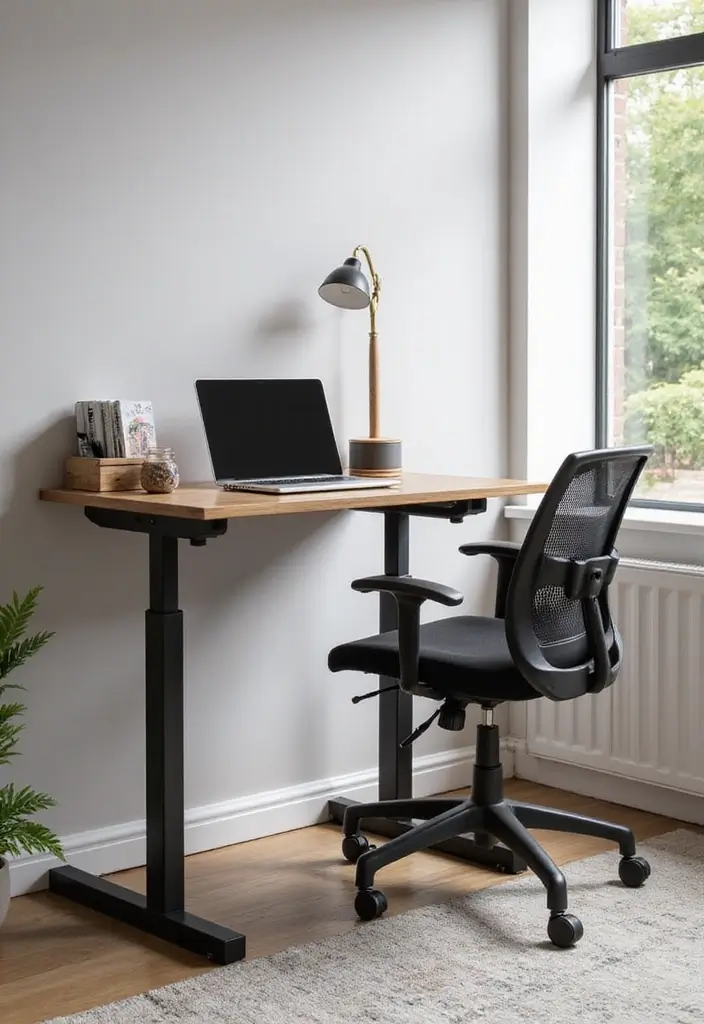 29 Office Table Design Ideas for Modern Workspaces 5. Adjustable Height Desk