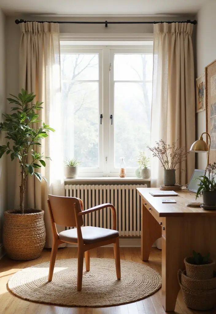 29 Womens Home Office Ideas for Creative Workspaces 11. Natural Textiles