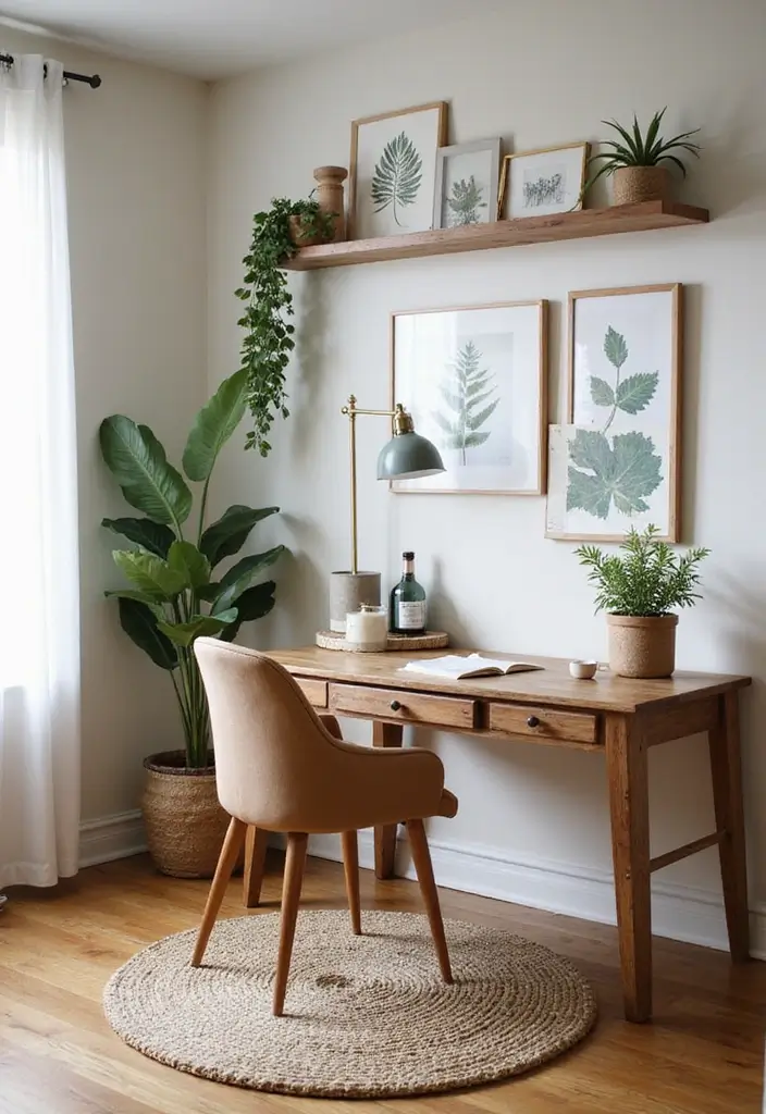 29 Womens Home Office Ideas for Creative Workspaces 22. Nature Inspired Decor