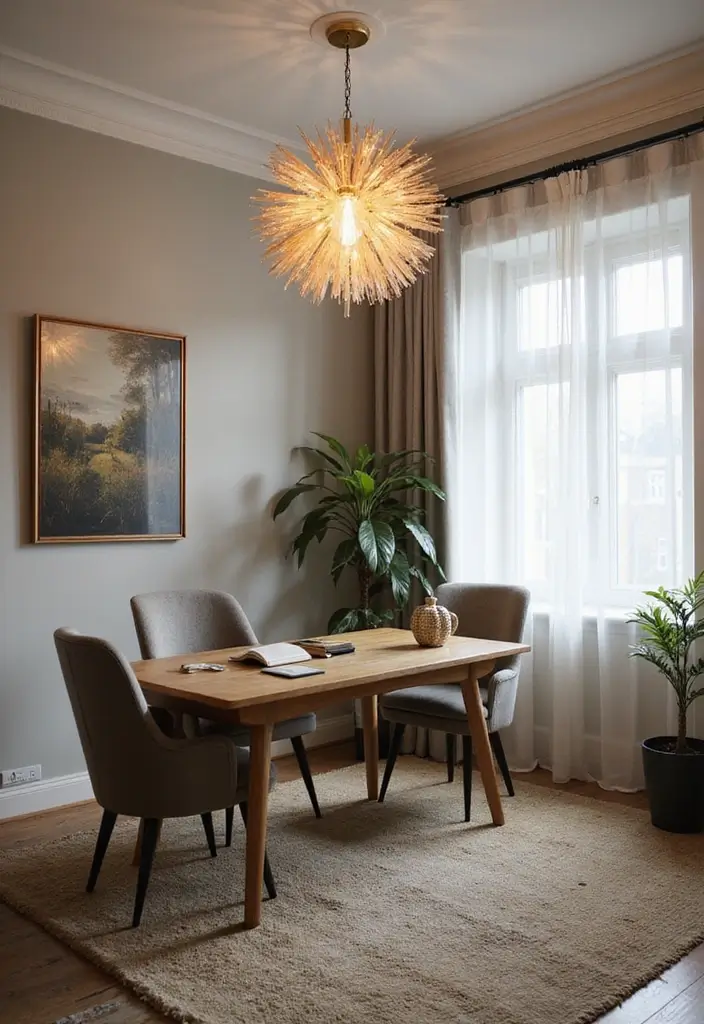 29 Womens Home Office Ideas for Creative Workspaces 23. Statement Lighting