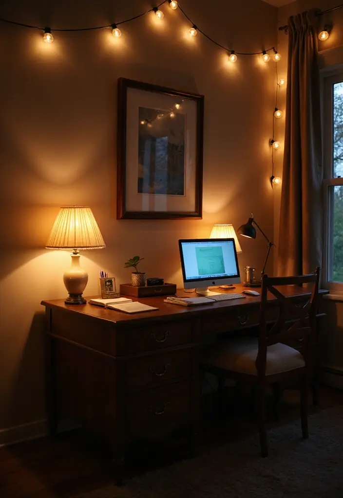 29 Womens Home Office Ideas for Creative Workspaces 5. Soft Lighting Solutions