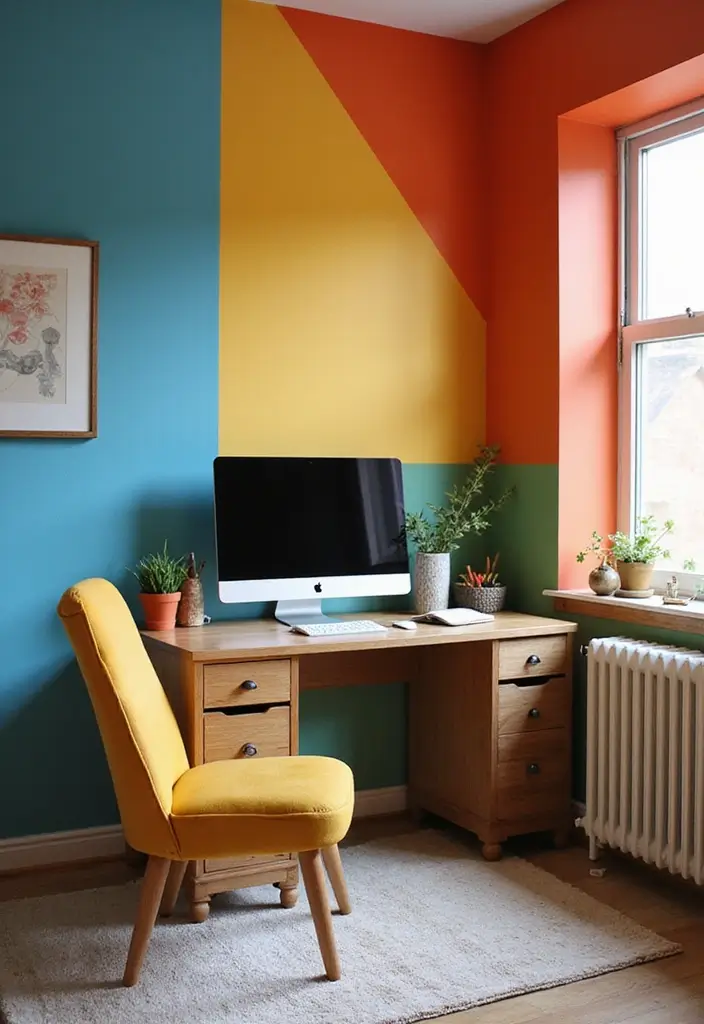 29 Womens Home Office Ideas for Creative Workspaces 6. Colorful Accent Walls