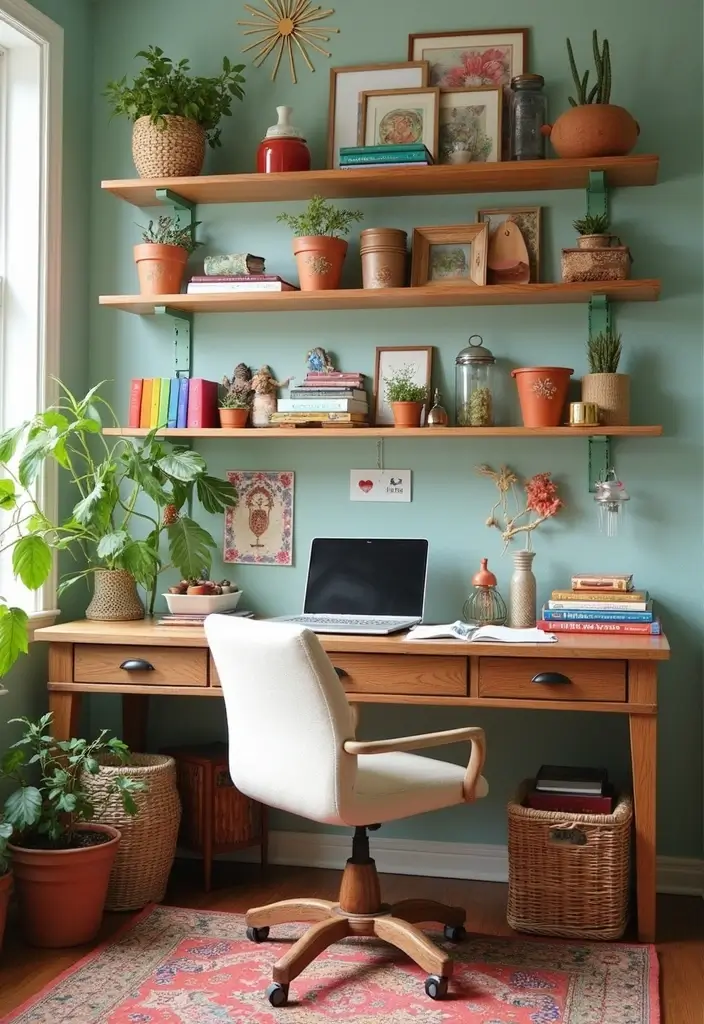 30+ Cottage Office Ideas That Feel Cozy and Inviting 14 30 Cottage Office Ideas That Feel Cozy and Inviting 14. Eclectic Accessories