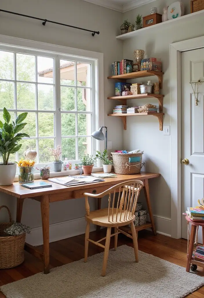 30+ Cottage Office Ideas That Feel Cozy and Inviting 18 30 Cottage Office Ideas That Feel Cozy and Inviting 18. Crafty Corner