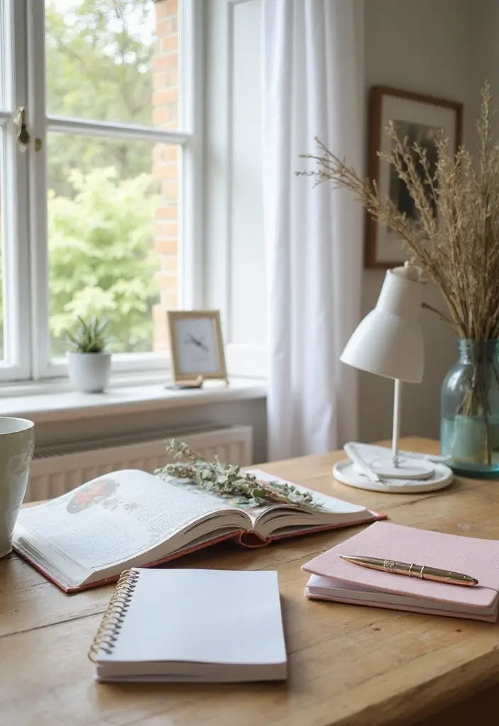 30+ Cottage Office Ideas That Feel Cozy and Inviting 26 30 Cottage Office Ideas That Feel Cozy and Inviting 26. Stylish Binders and Notebooks