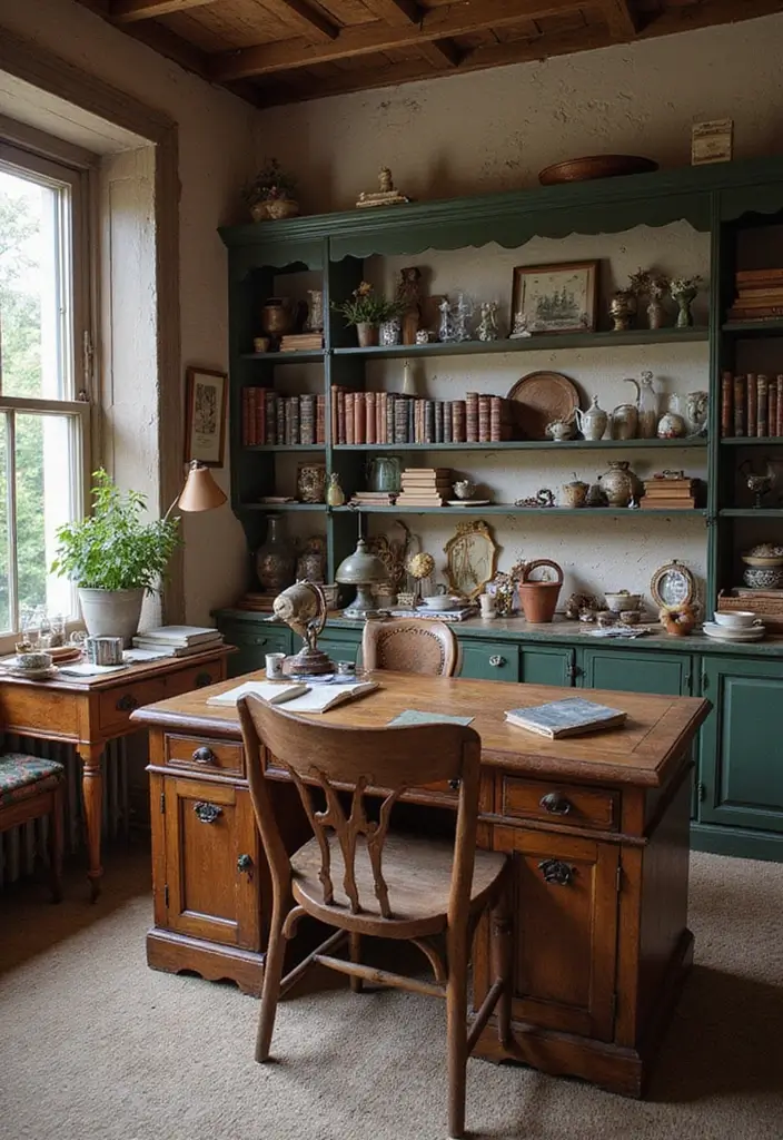 30+ Cottage Office Ideas That Feel Cozy and Inviting 3 30 Cottage Office Ideas That Feel Cozy and Inviting 3. Vintage Finds