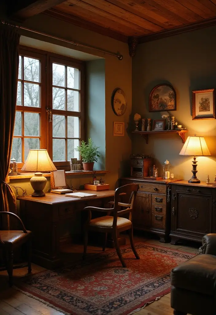 30+ Cottage Office Ideas That Feel Cozy and Inviting 7 30 Cottage Office Ideas That Feel Cozy and Inviting 7. Warm Lighting