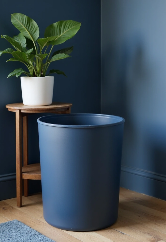 30 Dark Blue Office Designs That Feel Bold and Elegant 23. Stylish Waste Bins