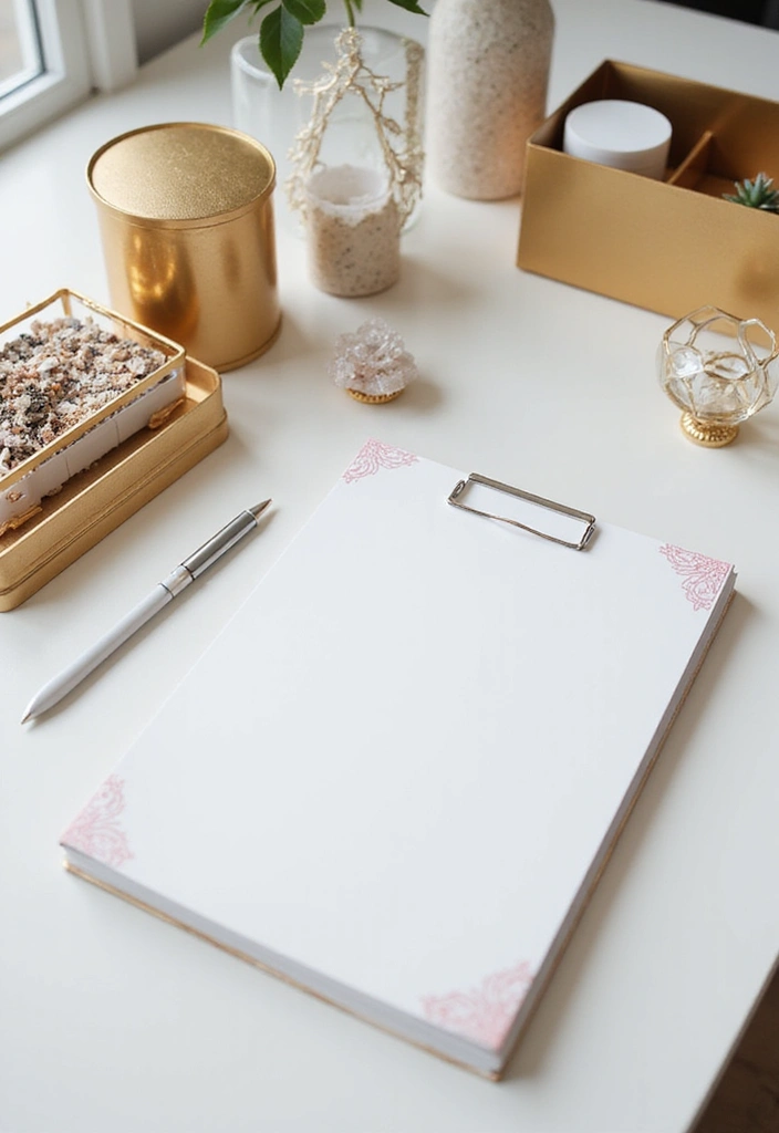 30+ Glam Office Ideas for a Stylish Work Atmosphere 1 30 Glam Office Ideas for a Stylish Work Atmosphere 1. Glamorous Desk Accessories