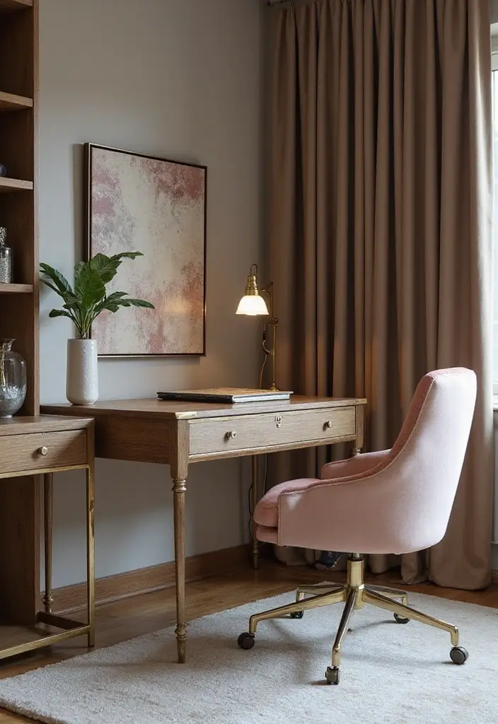 30+ Glam Office Ideas for a Stylish Work Atmosphere 16 30 Glam Office Ideas for a Stylish Work Atmosphere 16. Glamorous Desk Chairs