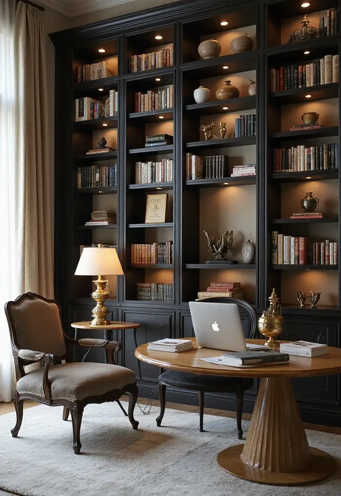 30+ Glam Office Ideas for a Stylish Work Atmosphere 22 30 Glam Office Ideas for a Stylish Work Atmosphere 22. Glamorous Bookcases