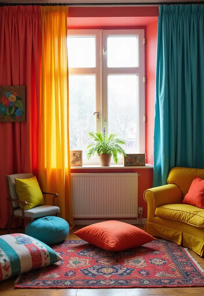 30 Office Curtain Ideas for Style and Privacy 10. Colorful Accents
