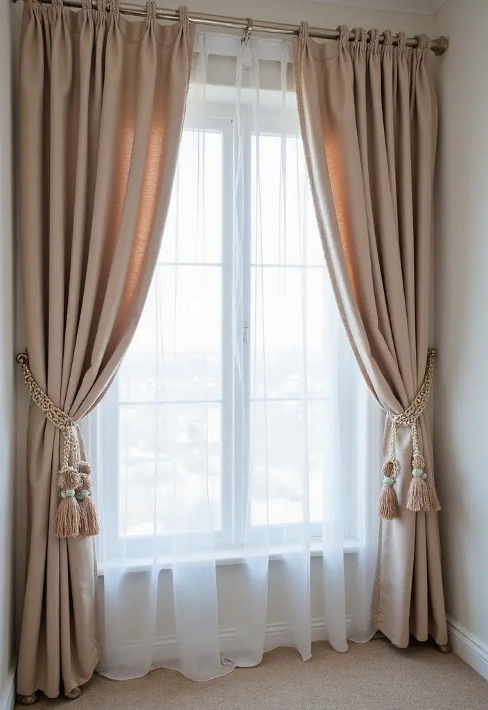 30 Office Curtain Ideas for Style and Privacy 14. Curtain Tiebacks